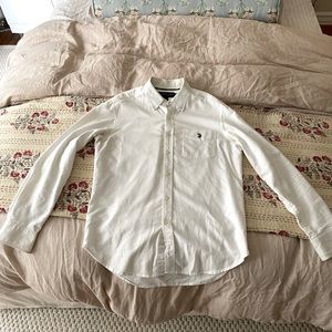 White Polo Assn Button Up, size M
